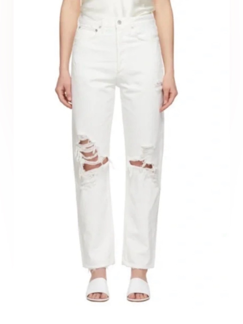 Agolde 90s Jeans White Distressed Jeans
